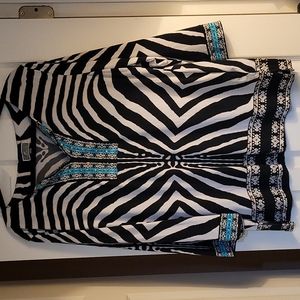 Zebra print split neck tunic